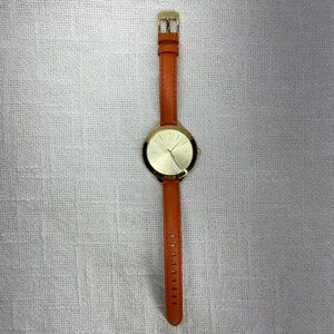 Michael Kors MK2275 Slim Runway Gold-tone Orange Leather Strap Women's Watch